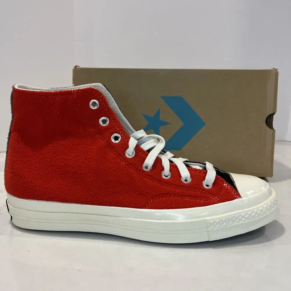 Converse NEW Chuck 70 Hi Red‎ Navy Black Fluff Fleece Shoes Sneakers M9.5 W11.5 - Picture 6 of 16